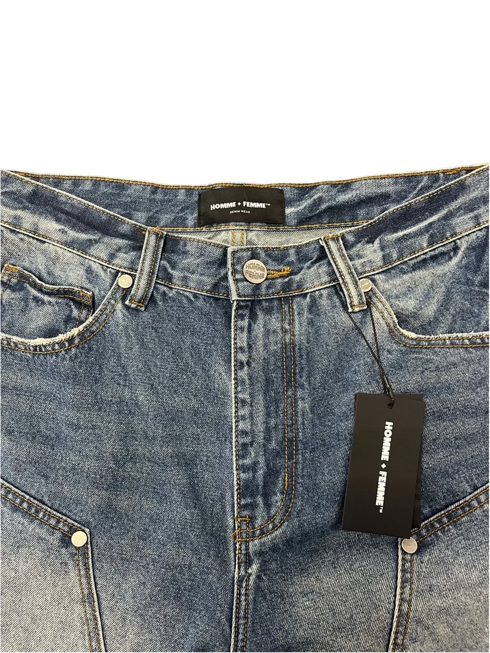 HOMME + FEMME Maison Crest Denim Shorts